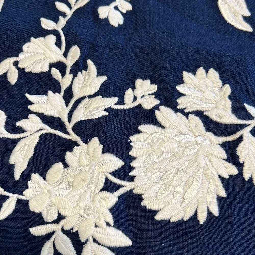 2 pcs Ralph Lauren Navy Blue Floral Embroidered decoration Pillow cover New
